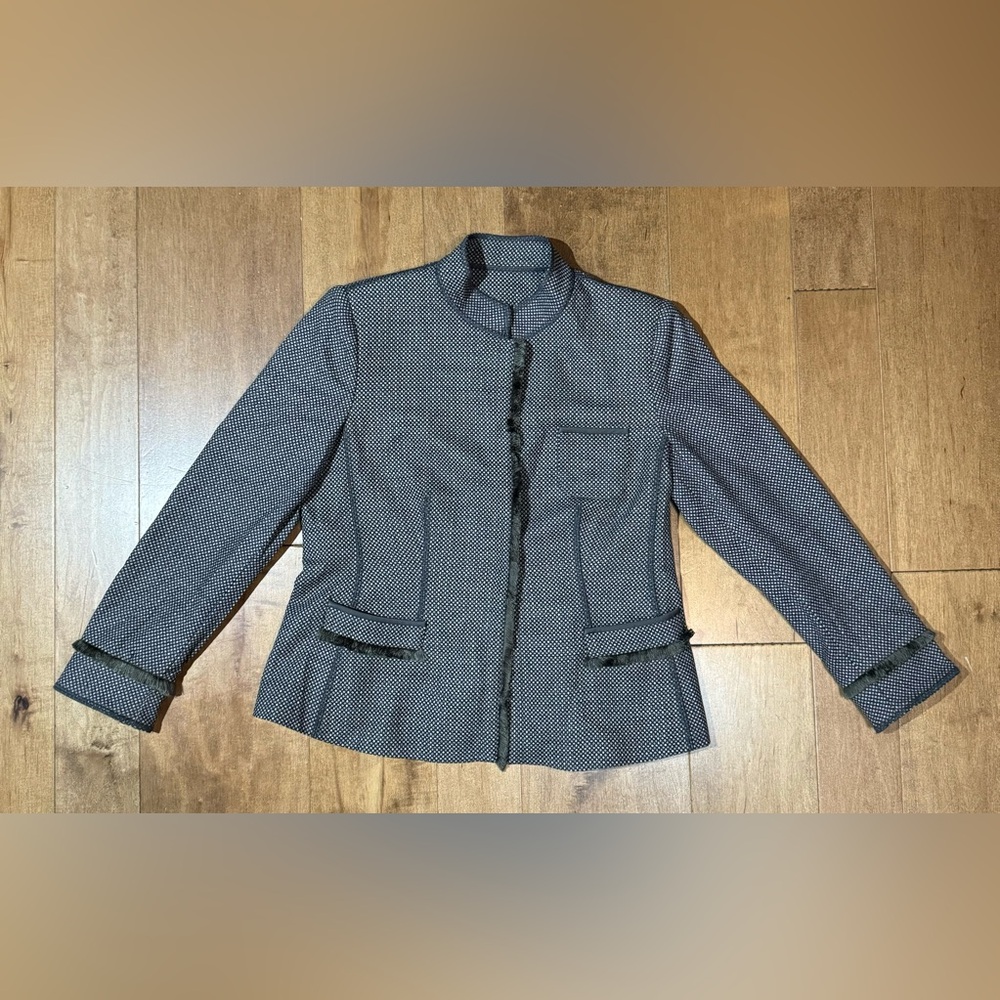 Armani Collezioni Women’s Wool Blazer‎ Fringe Shimmer Polkadot Size 10